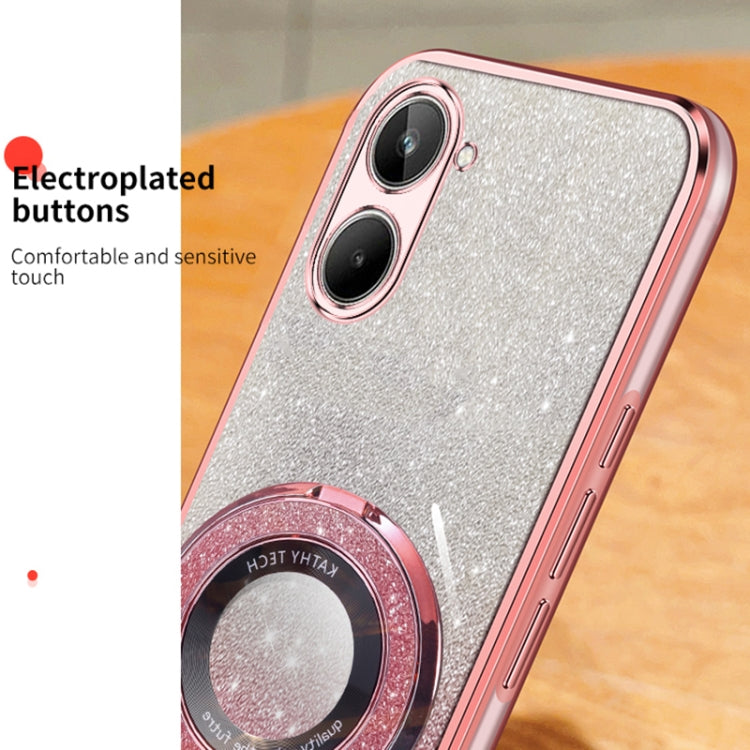 For Realme 10 4G Plated Gradient Glitter Round Holder TPU Phone Case
