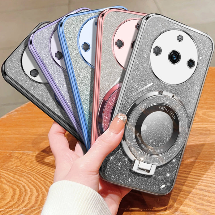 For Realme 11 Plated Gradient Glitter Round Holder TPU Phone Case