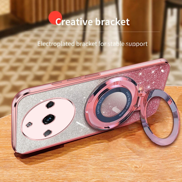 For Realme 11 Plated Gradient Glitter Round Holder TPU Phone Case