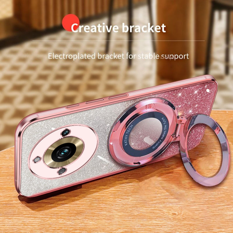 For Realme 11 Pro Plated Gradient Glitter Round Holder TPU Phone Case