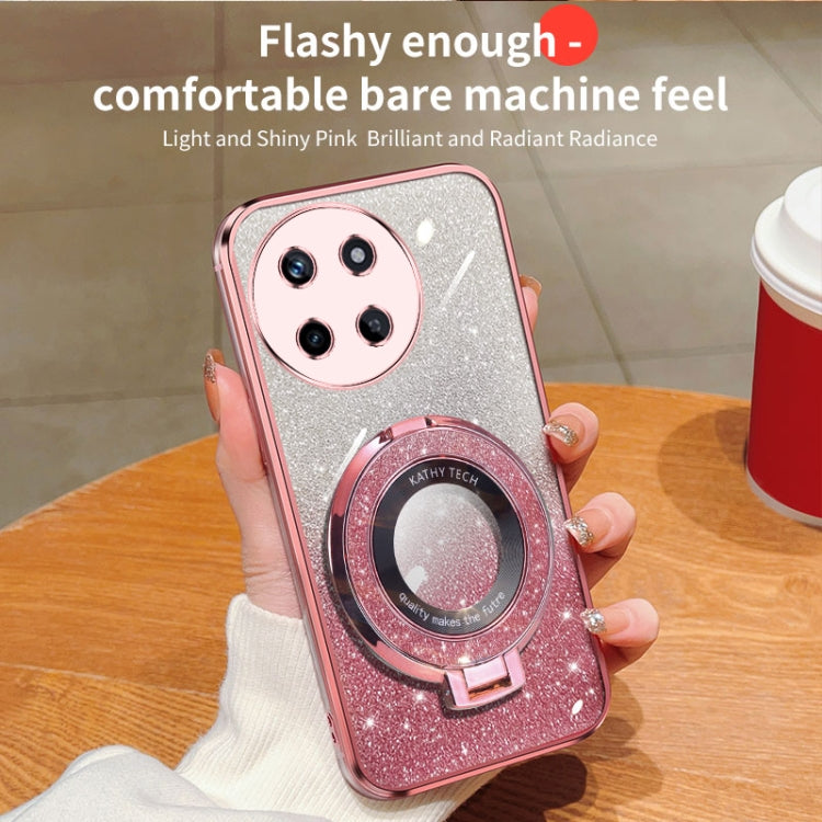 For Realme 11 4G Plated Gradient Glitter Round Holder TPU Phone Case