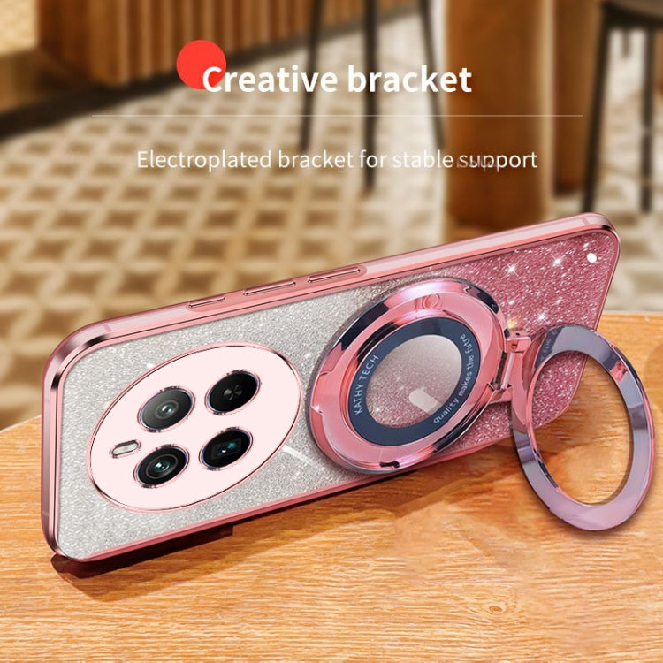 For Realme 12 Pro+ Plated Gradient Glitter Round Holder TPU Phone Case