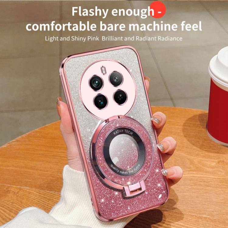 For Realme 12 Pro+ Plated Gradient Glitter Round Holder TPU Phone Case