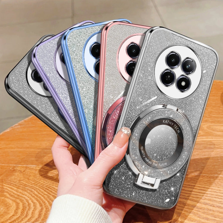 For Realme 12 5G Plated Gradient Glitter Round Holder TPU Phone Case