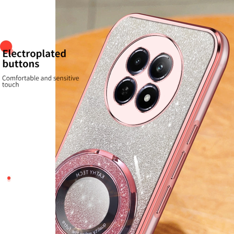 For Realme 12 5G Plated Gradient Glitter Round Holder TPU Phone Case