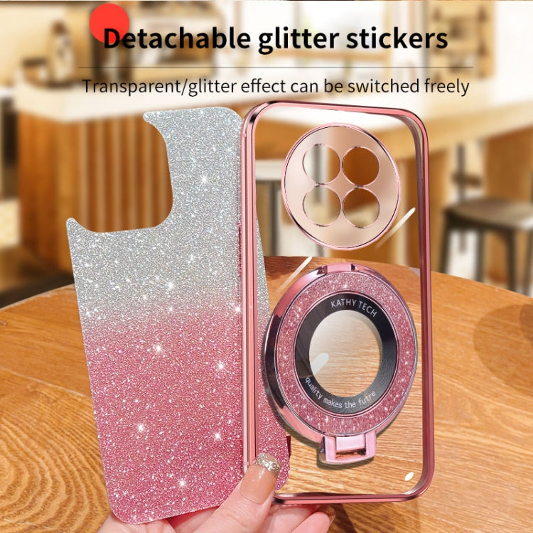 For Realme 12 5G Plated Gradient Glitter Round Holder TPU Phone Case