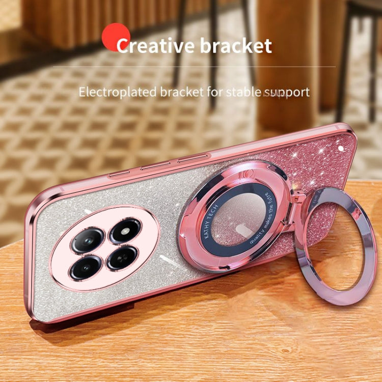 For Realme 12 5G Plated Gradient Glitter Round Holder TPU Phone Case