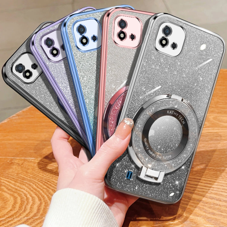 For Realme C20 / C20A / C11 2021 Plated Gradient Glitter Round Holder TPU Phone Case