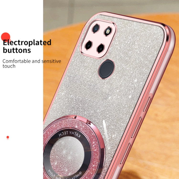 For Realme C21Y / C25Y Plated Gradient Glitter Round Holder TPU Phone Case
