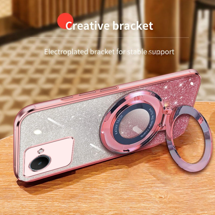 For Realme C30S / C30 Plated Gradient Glitter Round Holder TPU Phone Case