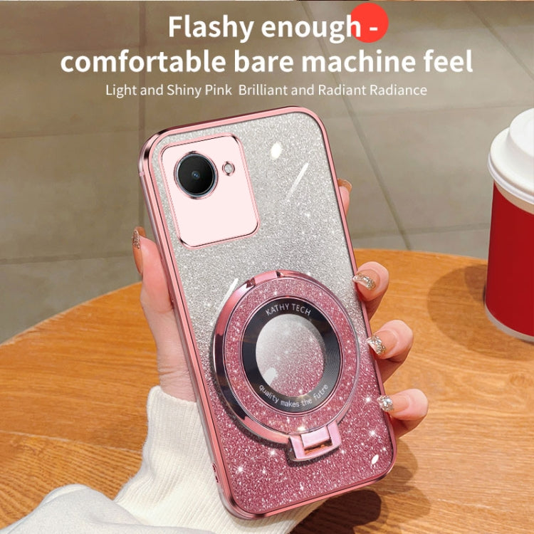 For Realme C30S / C30 Plated Gradient Glitter Round Holder TPU Phone Case