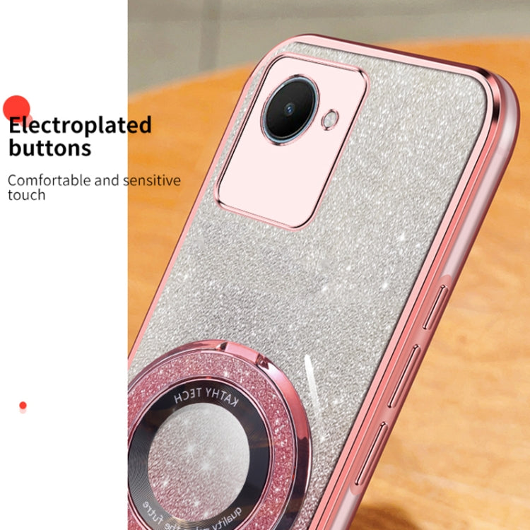For Realme C30S / C30 Plated Gradient Glitter Round Holder TPU Phone Case