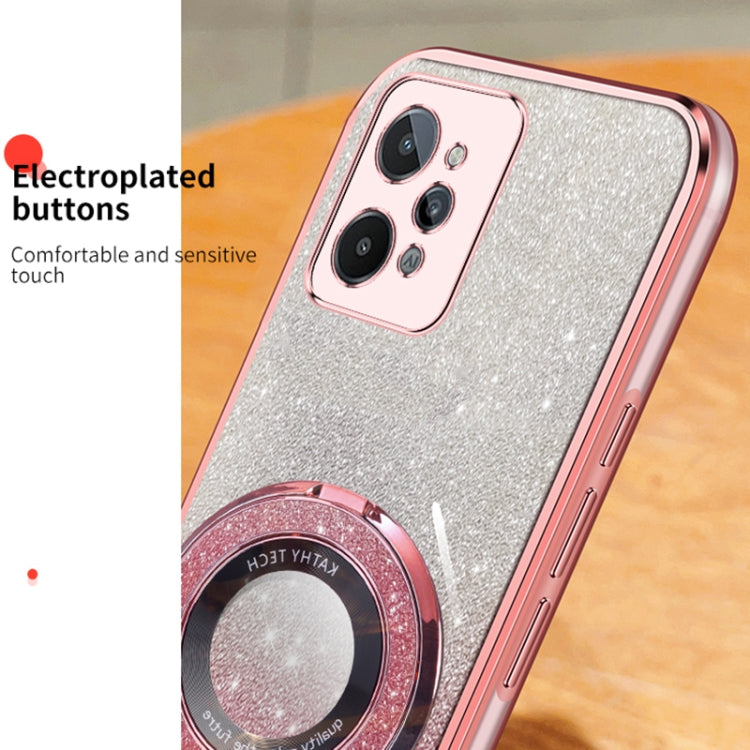 For Realme C31 Plated Gradient Glitter Round Holder TPU Phone Case