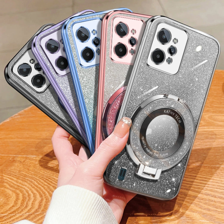 For Realme C31 Plated Gradient Glitter Round Holder TPU Phone Case