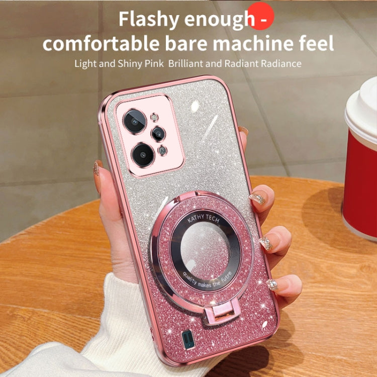 For Realme C31 Plated Gradient Glitter Round Holder TPU Phone Case