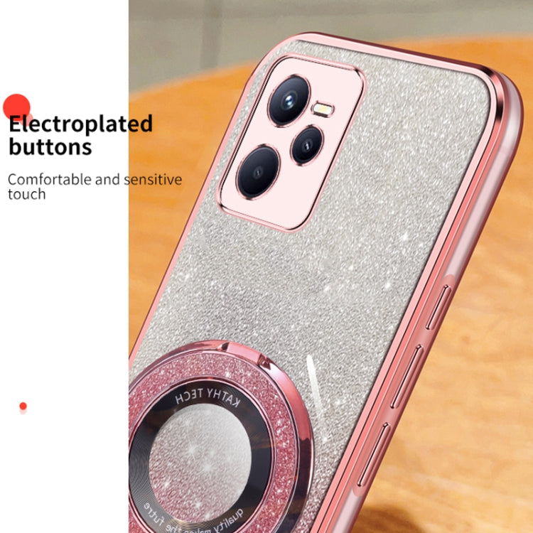 For Realme C35 Plated Gradient Glitter Round Holder TPU Phone Case