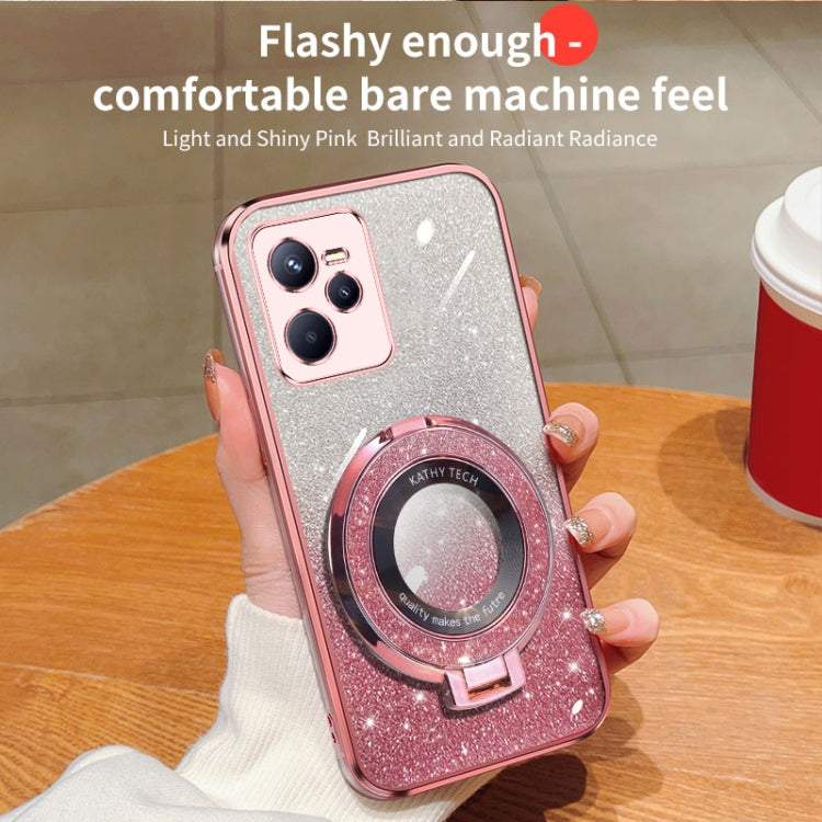 For Realme C35 Plated Gradient Glitter Round Holder TPU Phone Case