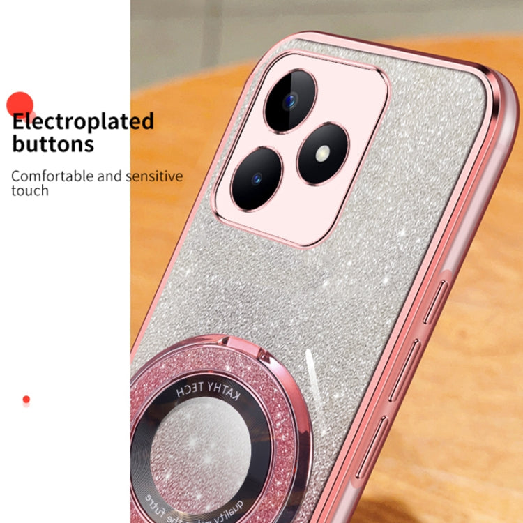 For Realme C53 Plated Gradient Glitter Round Holder TPU Phone Case