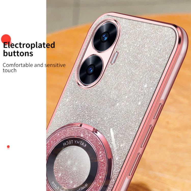 For Realme C55 4G Plated Gradient Glitter Round Holder TPU Phone Case