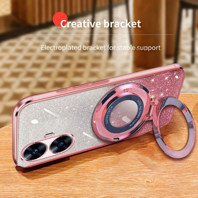 For Realme C55 4G Plated Gradient Glitter Round Holder TPU Phone Case
