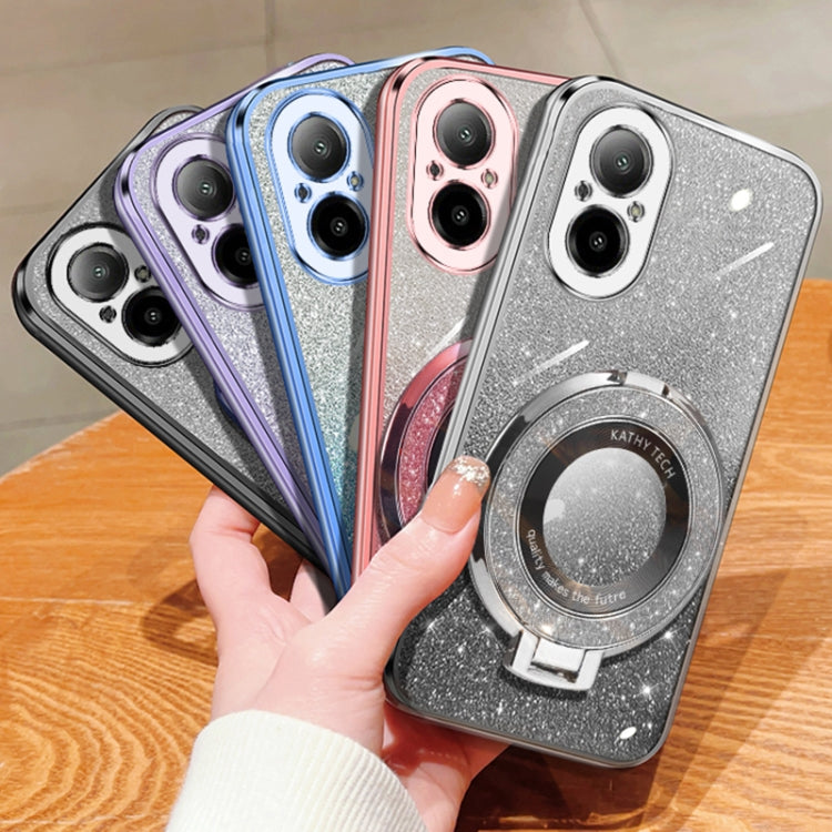 For Realme C67 4G Plated Gradient Glitter Round Holder TPU Phone Case