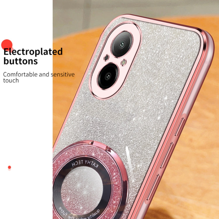For Realme C67 4G Plated Gradient Glitter Round Holder TPU Phone Case