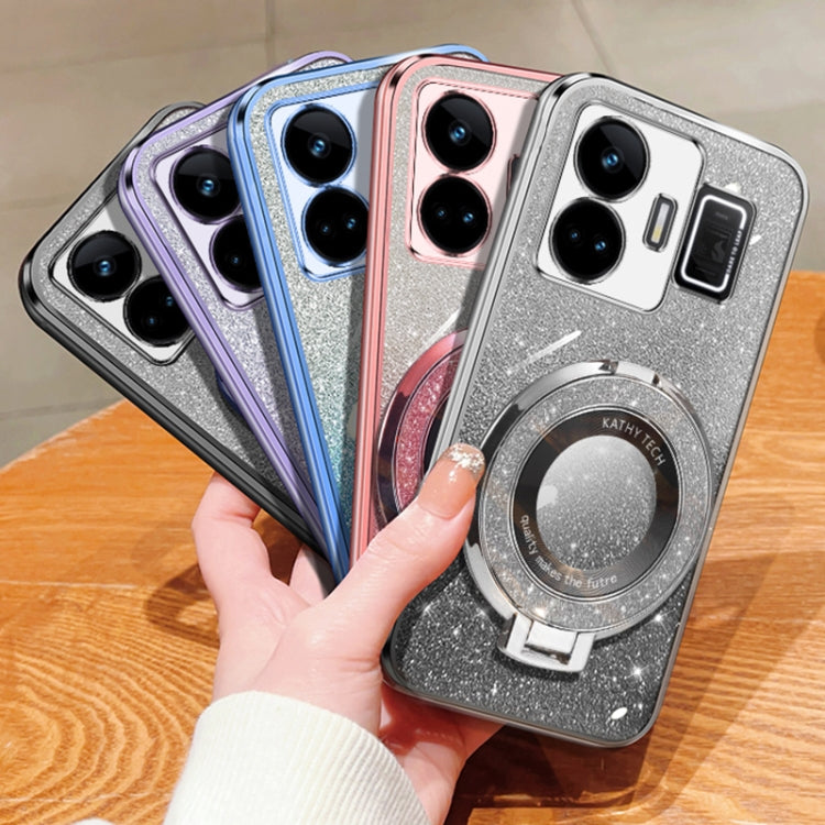 For Realme GT Neo 5 Plated Gradient Glitter Round Holder TPU Phone Case