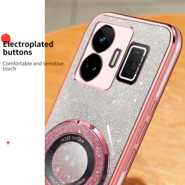 For Realme GT Neo 5 Plated Gradient Glitter Round Holder TPU Phone Case