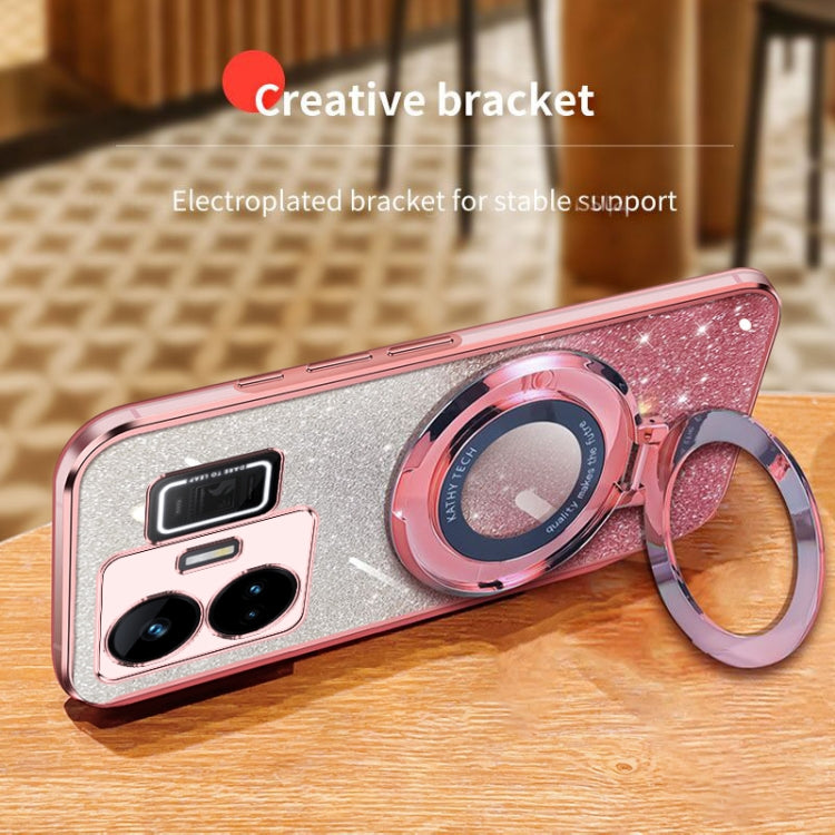 For Realme GT Neo 5 Plated Gradient Glitter Round Holder TPU Phone Case