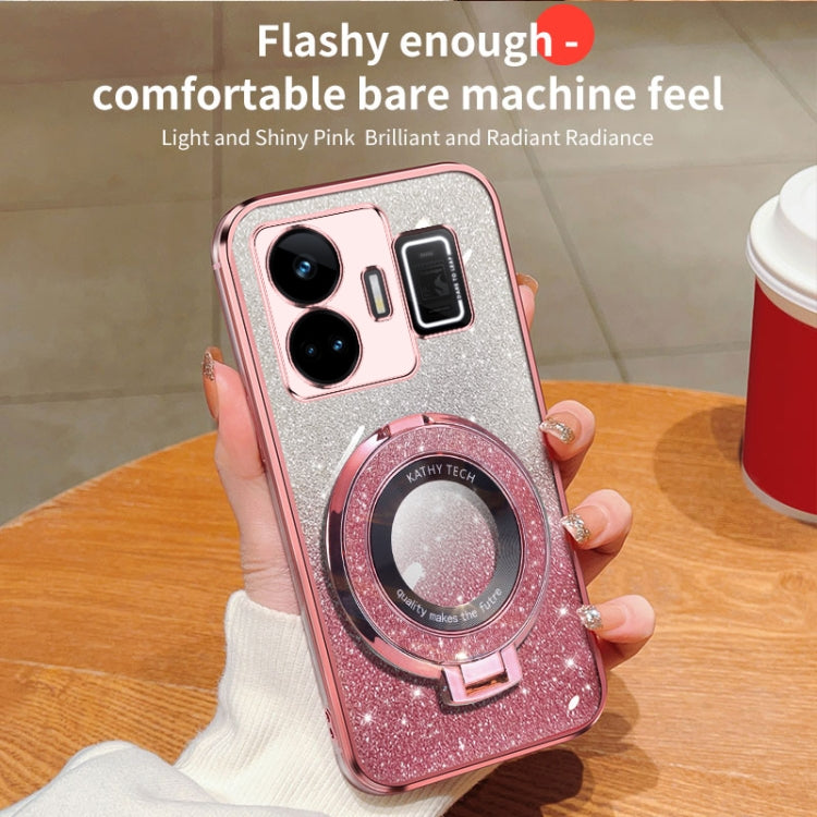 For Realme GT Neo 5 Plated Gradient Glitter Round Holder TPU Phone Case