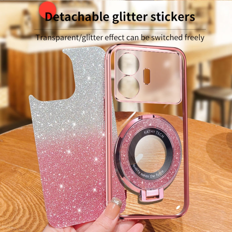 For Realme GT Neo5 SE Plated Gradient Glitter Round Holder TPU Phone Case