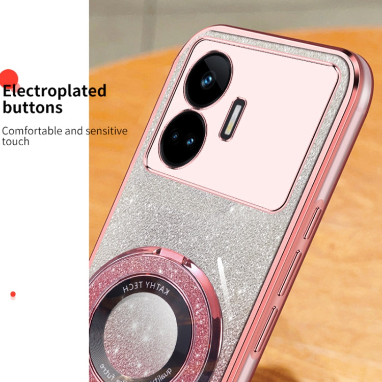 For Realme GT Neo5 SE Plated Gradient Glitter Round Holder TPU Phone Case
