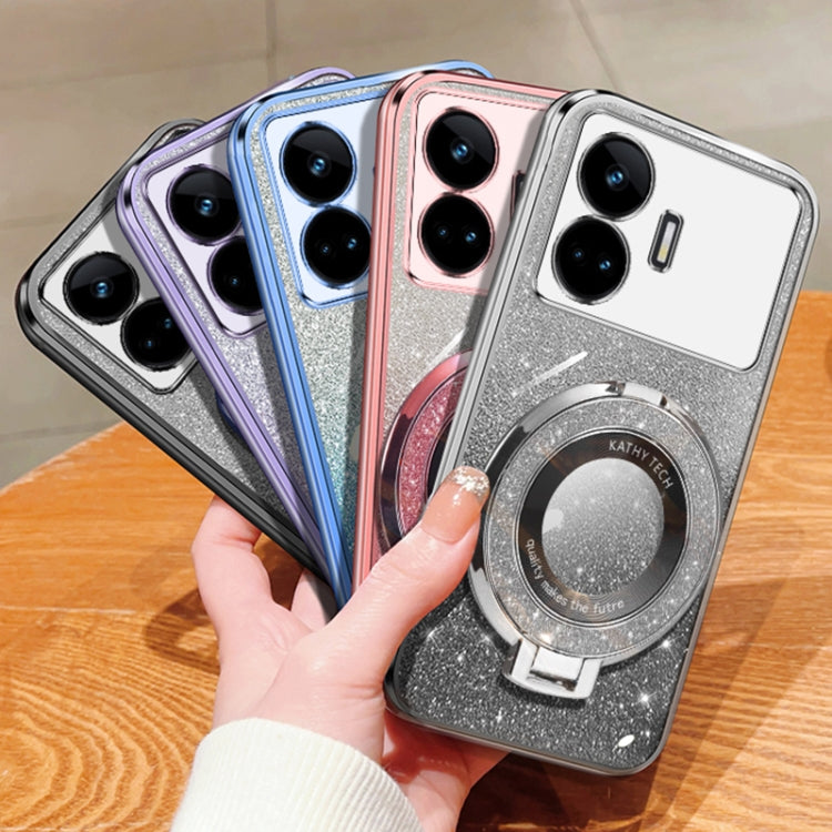 For Realme GT Neo5 SE Plated Gradient Glitter Round Holder TPU Phone Case
