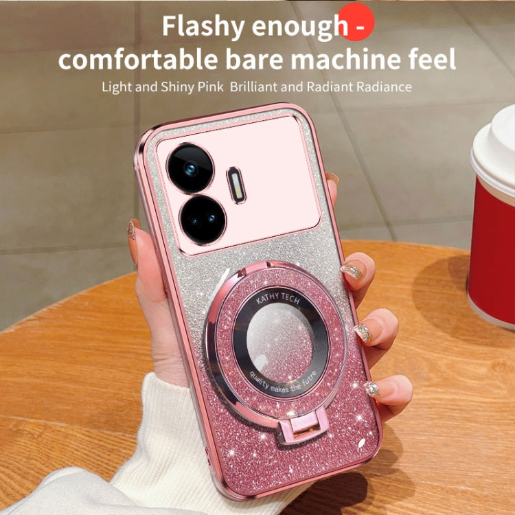 For Realme GT Neo5 SE Plated Gradient Glitter Round Holder TPU Phone Case