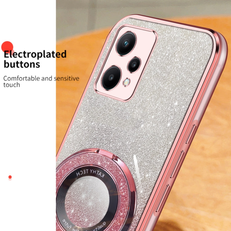 For Realme V25 / 9 Pro Plated Gradient Glitter Round Holder TPU Phone Case