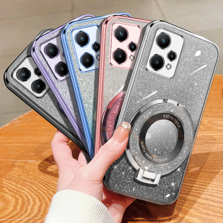 For Realme V25 / 9 Pro Plated Gradient Glitter Round Holder TPU Phone Case
