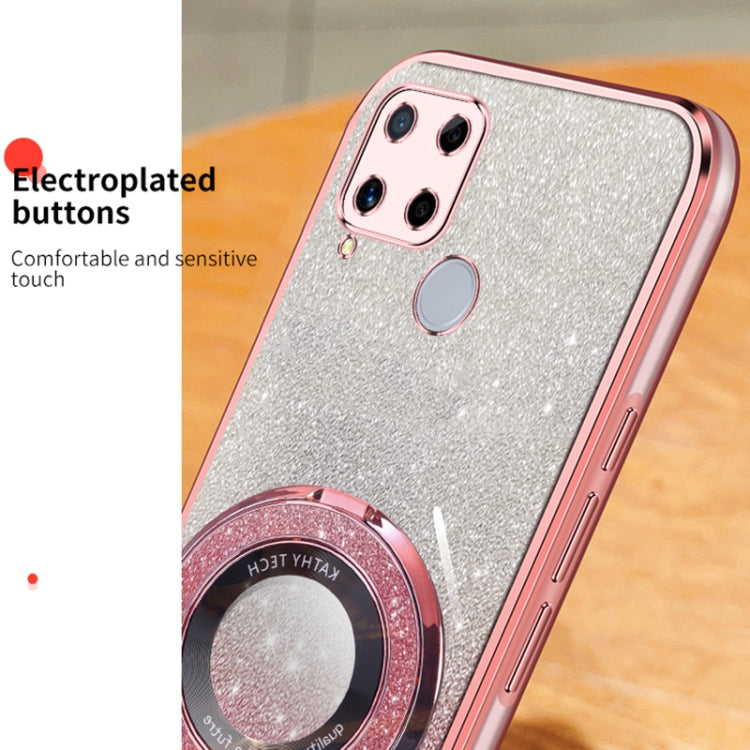 For Realme C25 / Narzo 30A Plated Gradient Glitter Round Holder TPU Phone Case