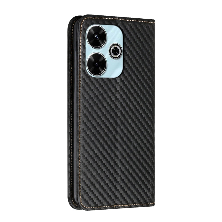 For Redmi 13 4G Carbon Fiber Texture Magnetic Flip Leather Phone Case