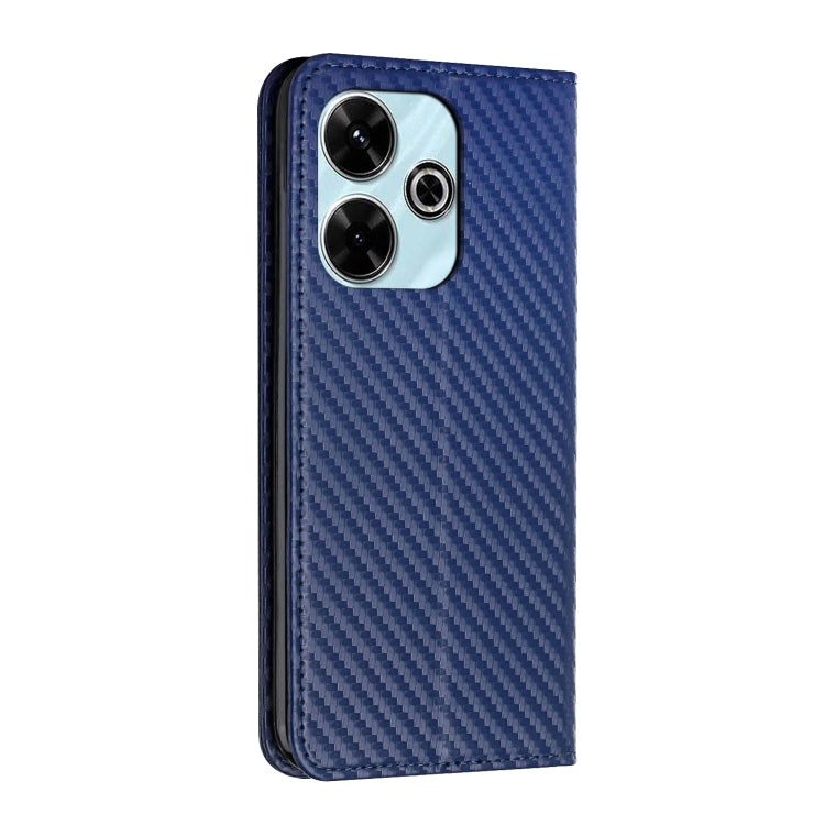 For Redmi 13 4G Carbon Fiber Texture Magnetic Flip Leather Phone Case