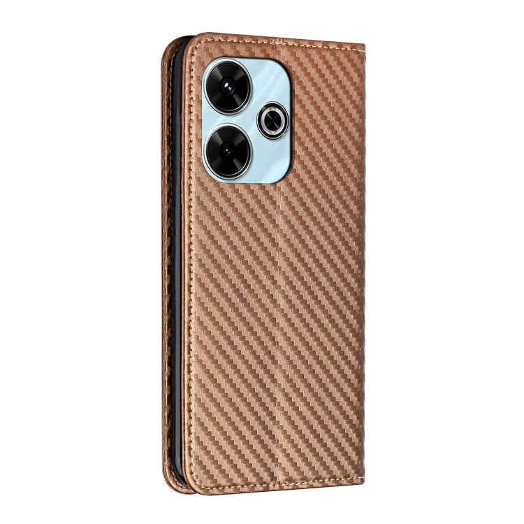 For Redmi 13 4G Carbon Fiber Texture Magnetic Flip Leather Phone Case
