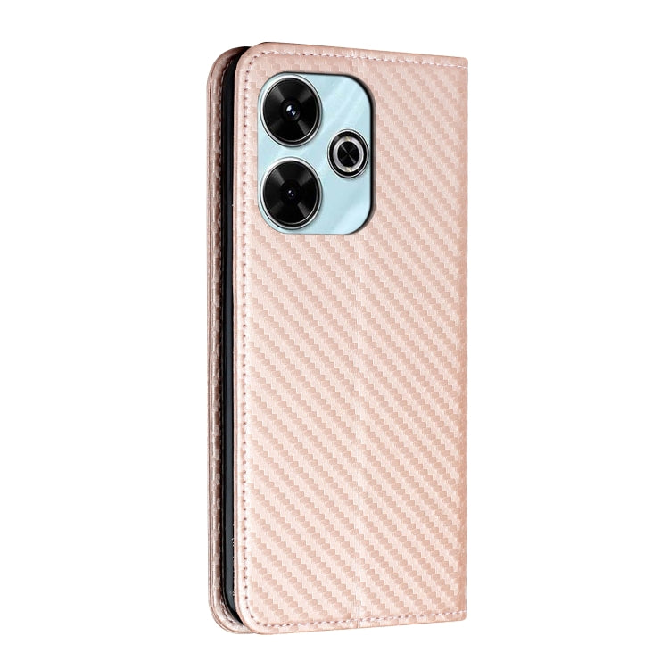 For Redmi 13 4G Carbon Fiber Texture Magnetic Flip Leather Phone Case