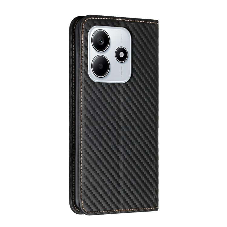 For Redmi Note 14 5G Carbon Fiber Texture Magnetic Flip Leather Phone Case