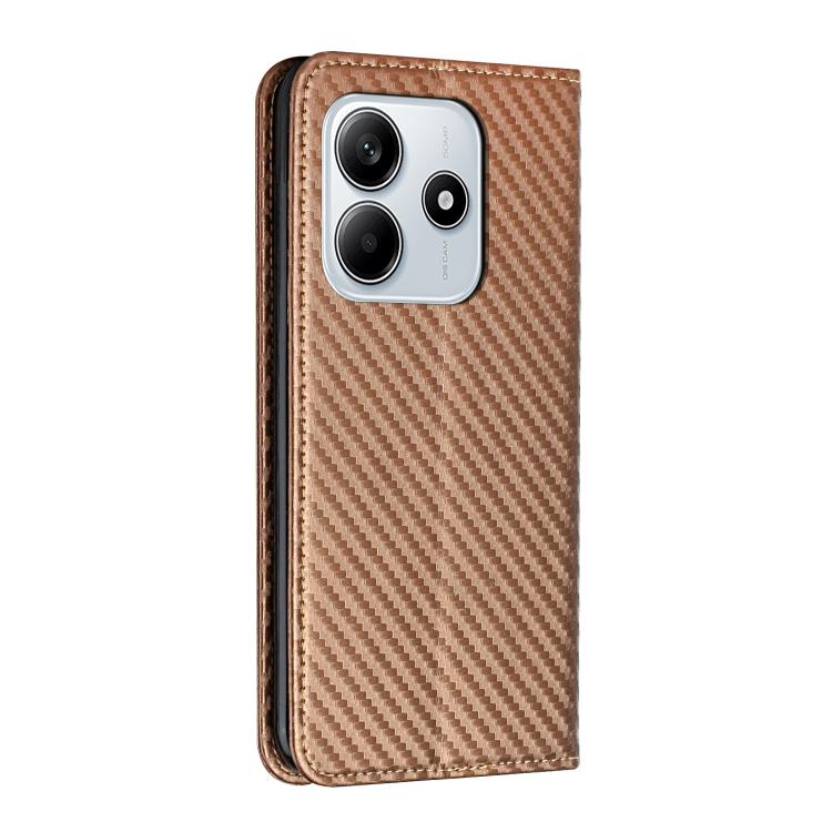 For Redmi Note 14 5G Carbon Fiber Texture Magnetic Flip Leather Phone Case