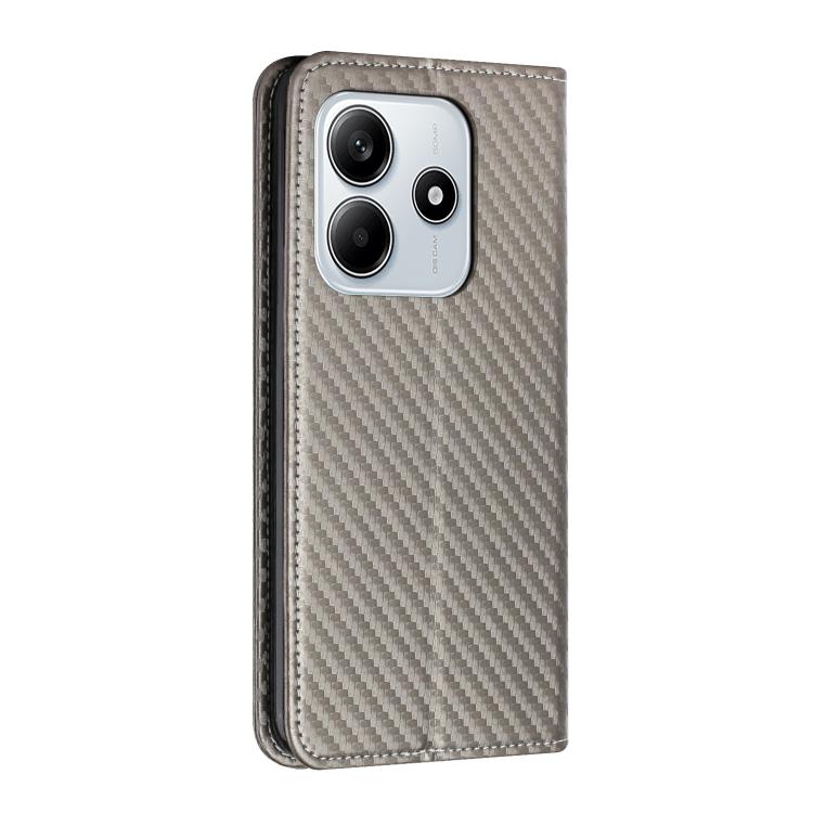 For Redmi Note 14 5G Carbon Fiber Texture Magnetic Flip Leather Phone Case