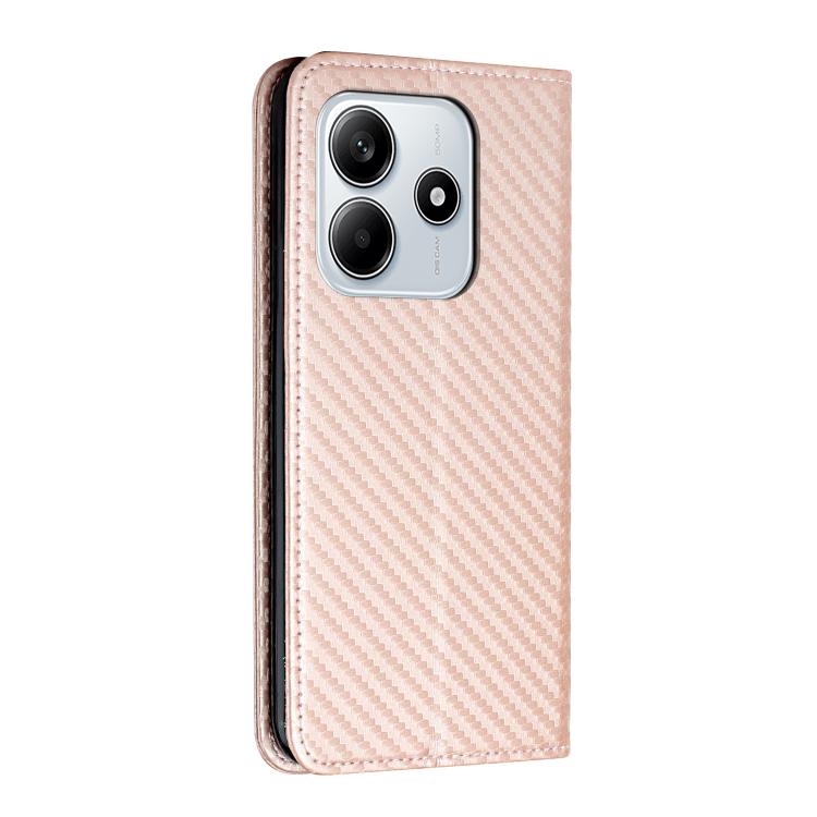 For Redmi Note 14 5G Carbon Fiber Texture Magnetic Flip Leather Phone Case