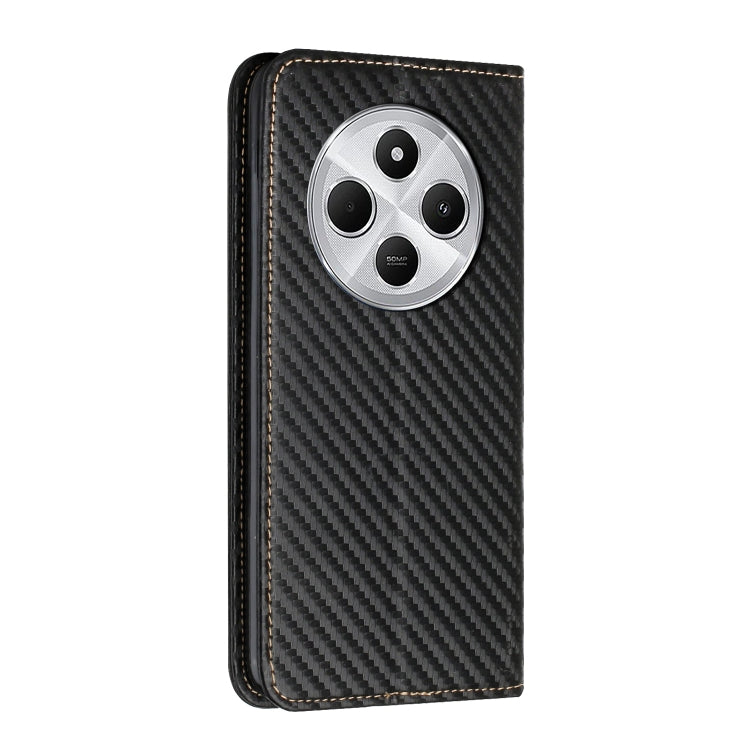For Redmi 14C 4G Carbon Fiber Texture Magnetic Flip Leather Phone Case