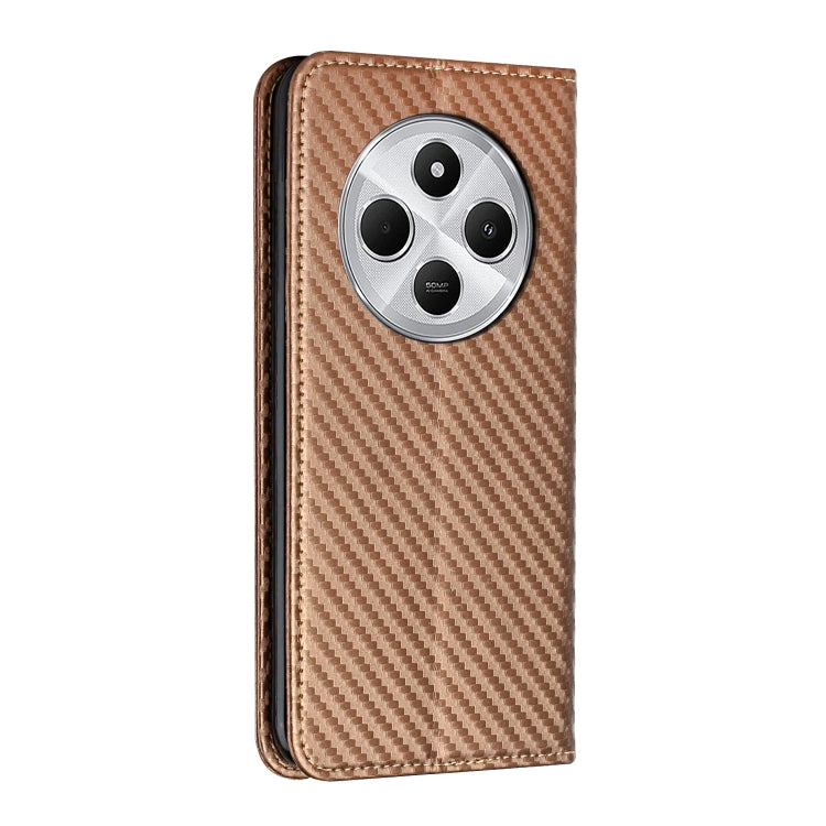 For Redmi 14C 4G Carbon Fiber Texture Magnetic Flip Leather Phone Case