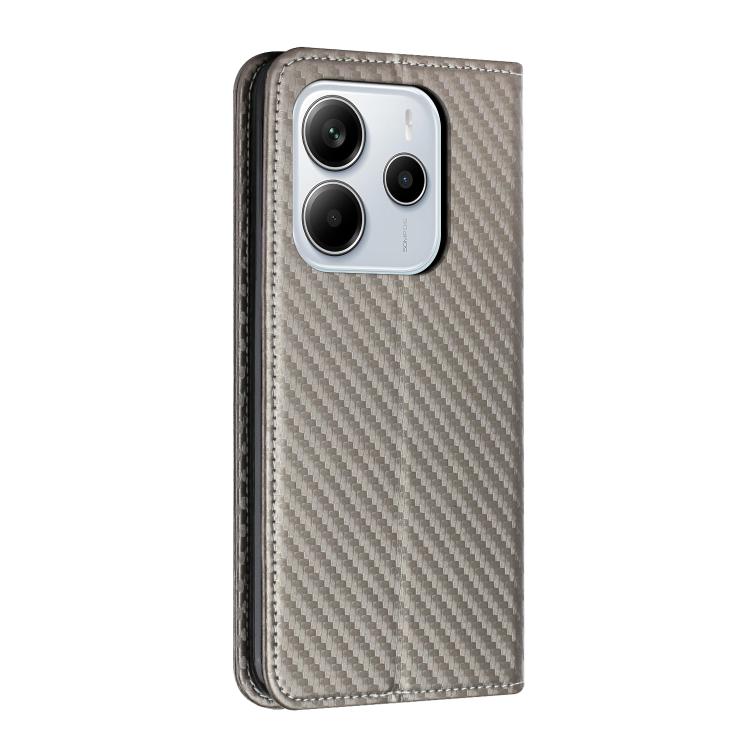 For Redmi Note 14 4G 163.25mm Carbon Fiber Texture Magnetic Flip Leather Phone Case