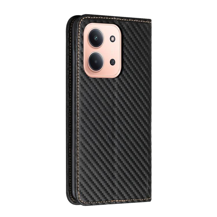 For Redmi 15C 5G / 4G EU 173mm Carbon Fiber Texture Magnetic Flip Leather Phone Case
