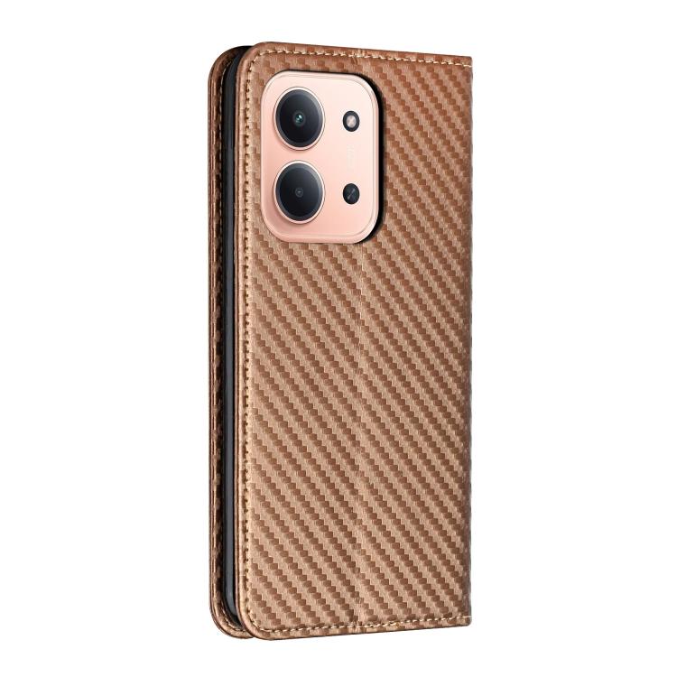 For Redmi 15C 5G / 4G EU 173mm Carbon Fiber Texture Magnetic Flip Leather Phone Case